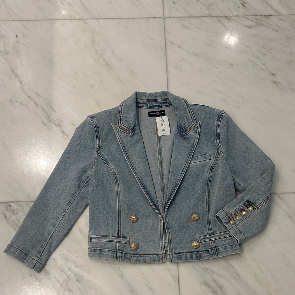 Generation Love Denim Blazer with Gold Buttons